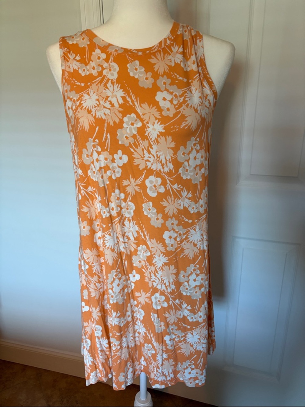 Ann Taylor Loft Sleeveless Orange Floral Shift Dress